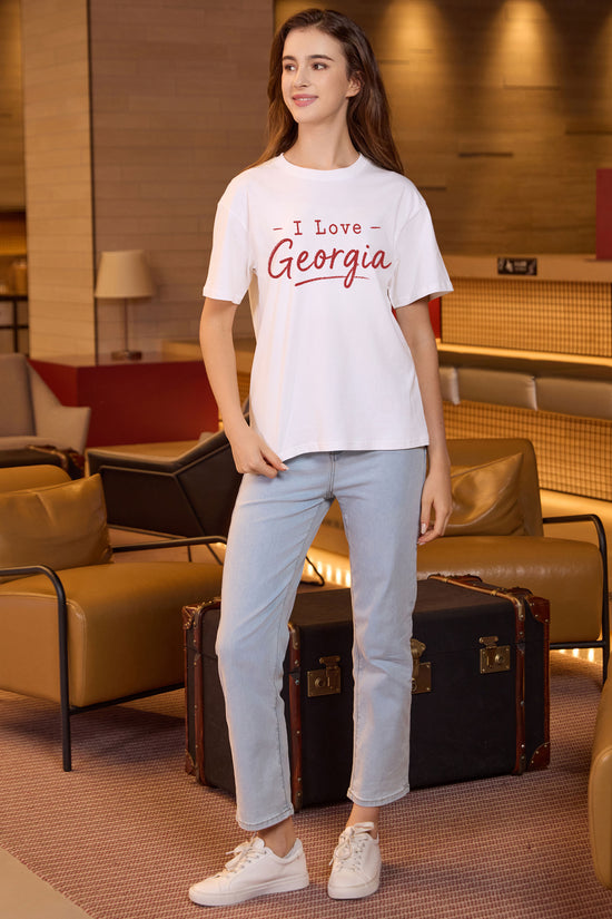 I Love Georgia Tee in white — model view 3.