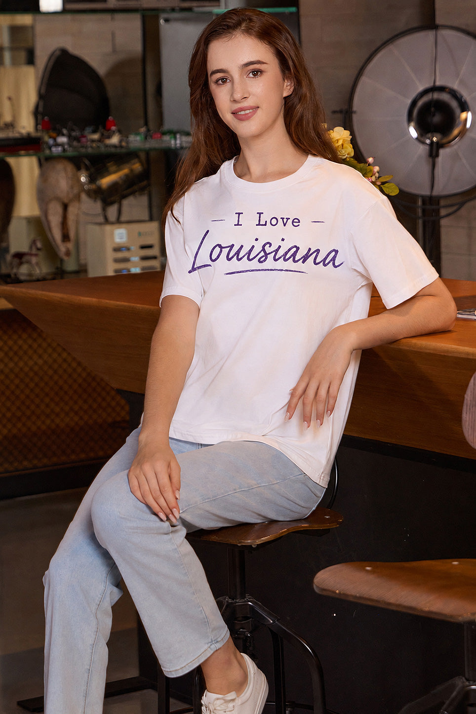 I Love Louisiana Tee in white — product view 1