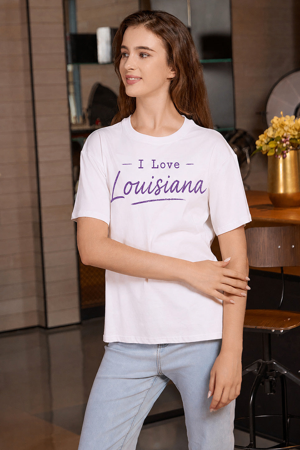 I Love Louisiana Tee in white — product view 2
