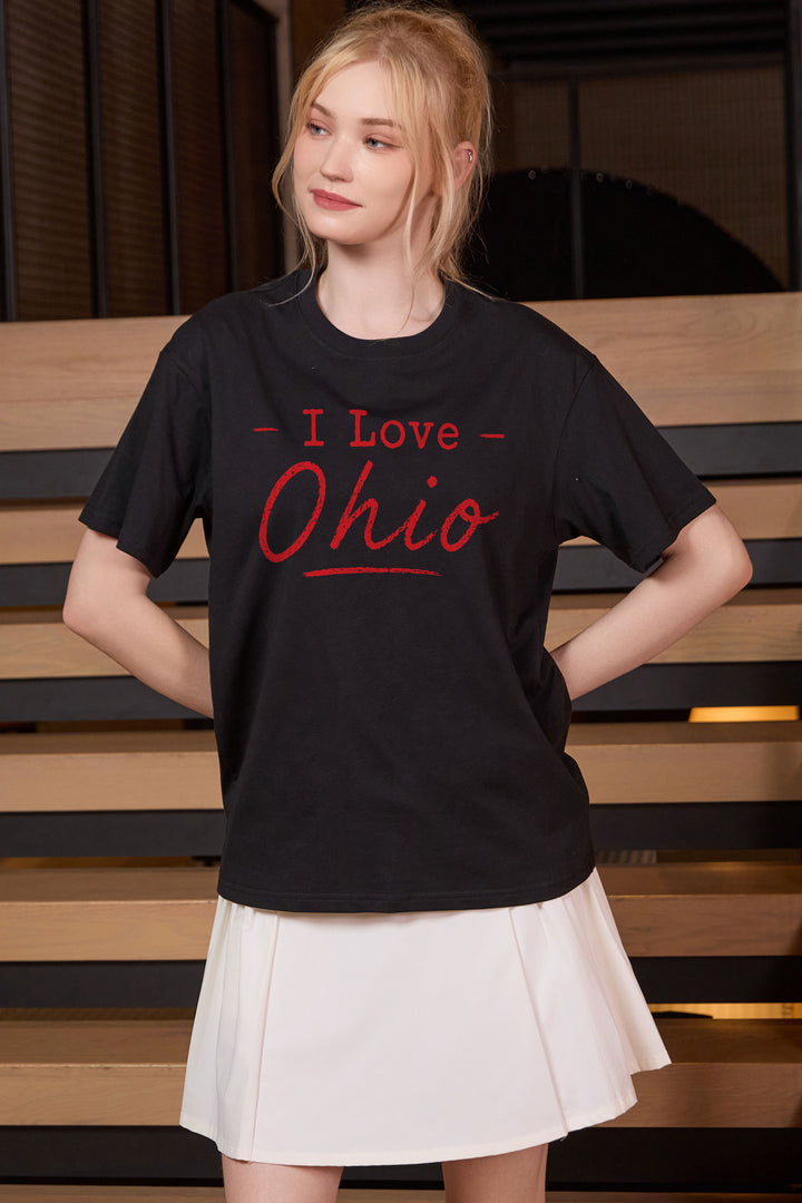 I Love Ohio Tee in black — model view 2.