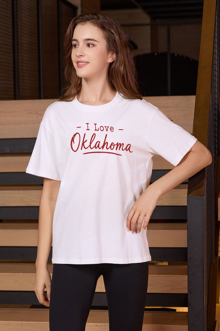 I Love Oklahoma Tee in white — model view 1.