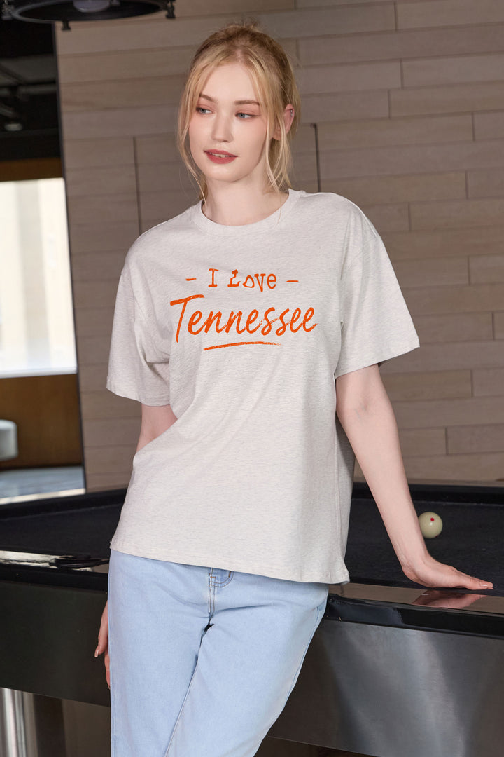 I Love Tennessee Tee in heather grey — model view 1.