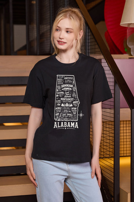 Alabama Hometown Map Tee in black — model view 1.