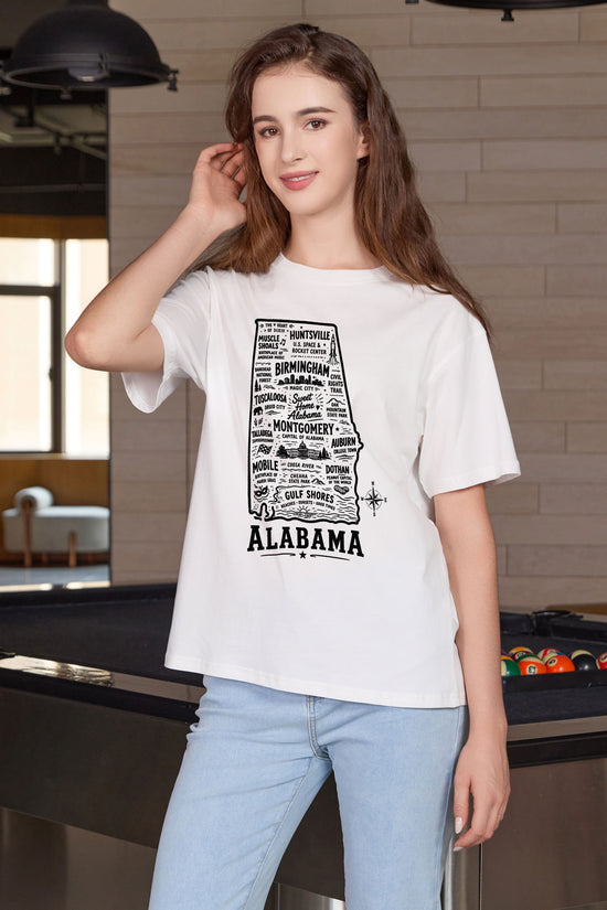 Alabama Hometown Map Tee in white — model view 2.