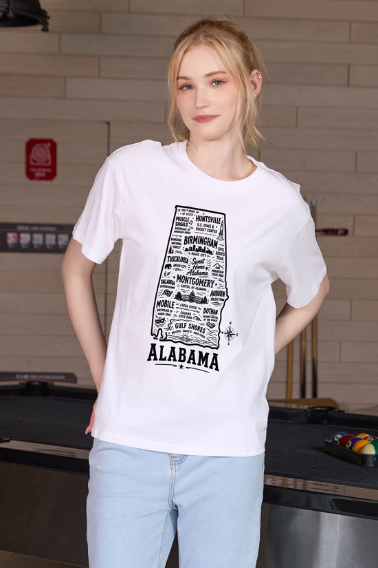 Alabama Hometown Map Tee in white — model view 3.