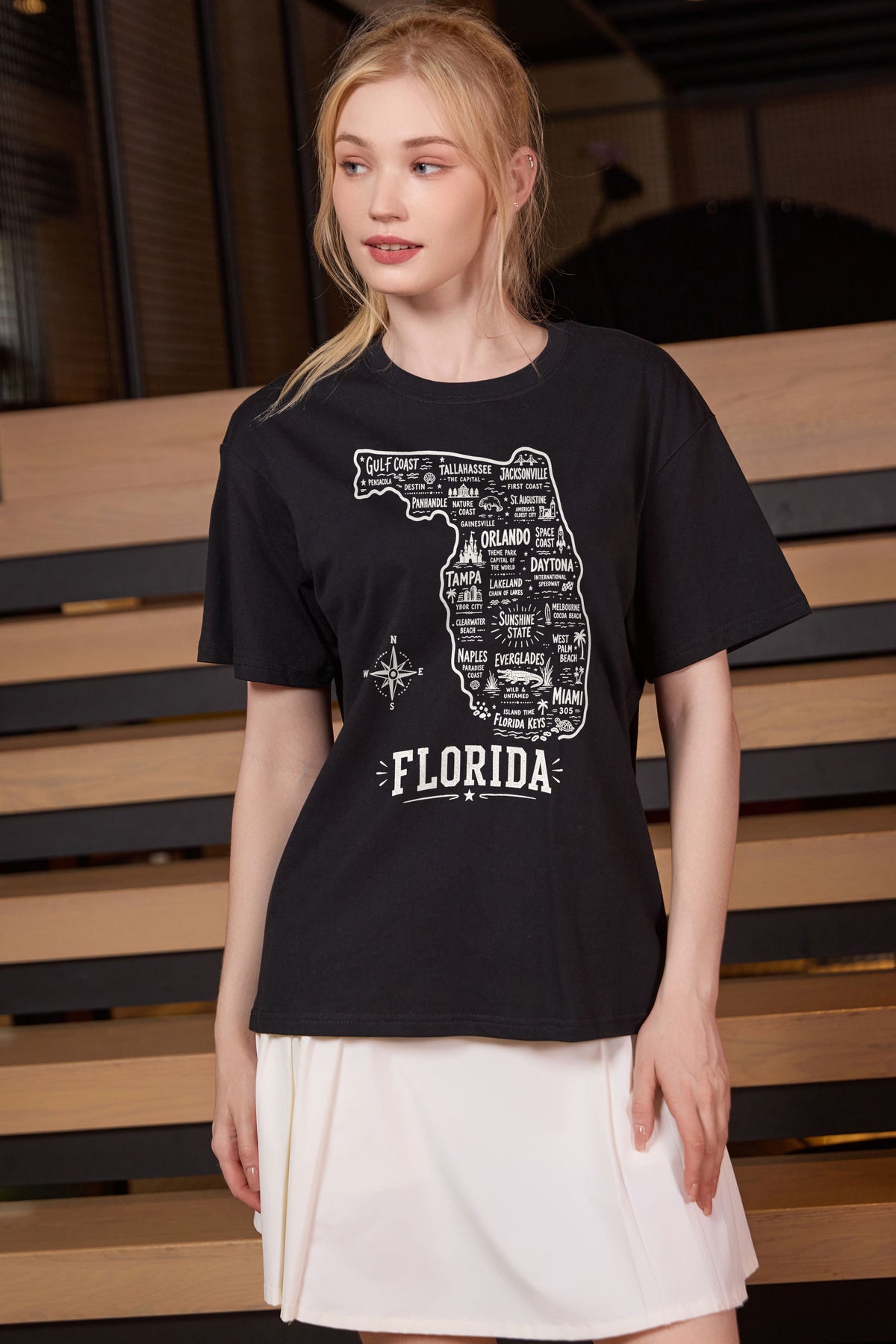 Florida Hometown Map Tee in black — model view 1.