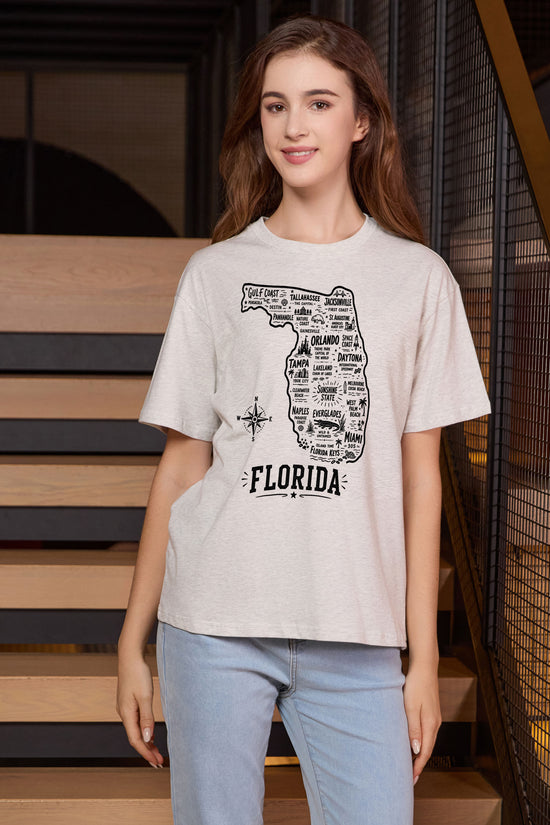 Florida Hometown Map Tee in heather grey — model view 1.