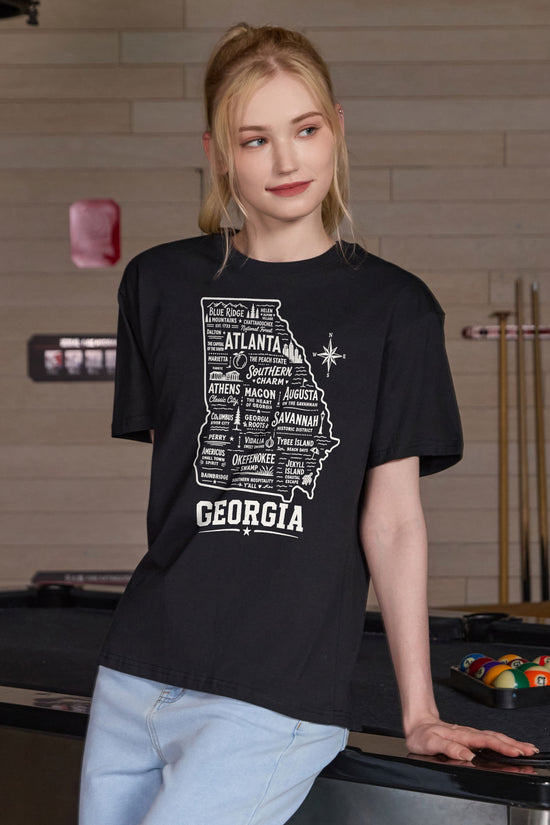 Georgia Hometown Map Tee in black — model view 1.