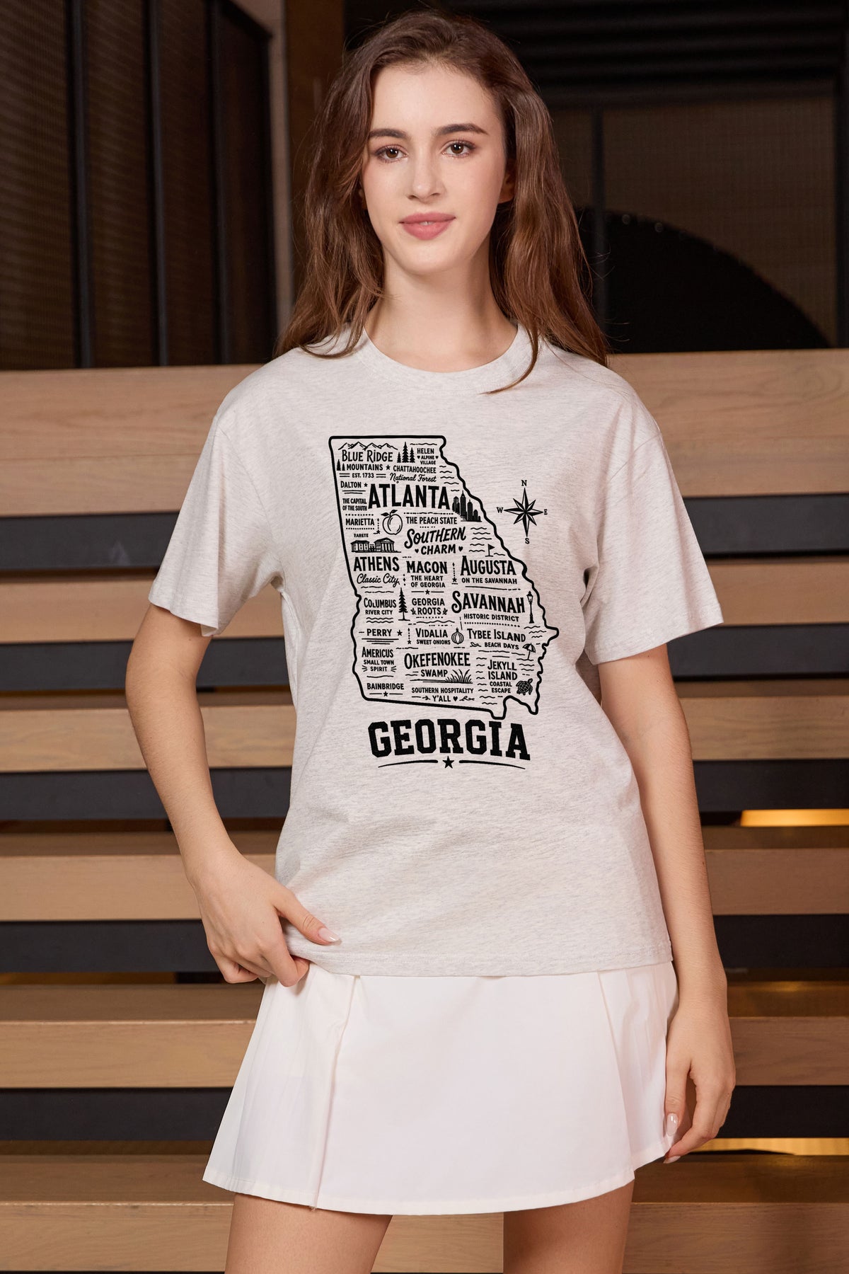 Georgia Hometown Map Tee in heather grey — model view 2.