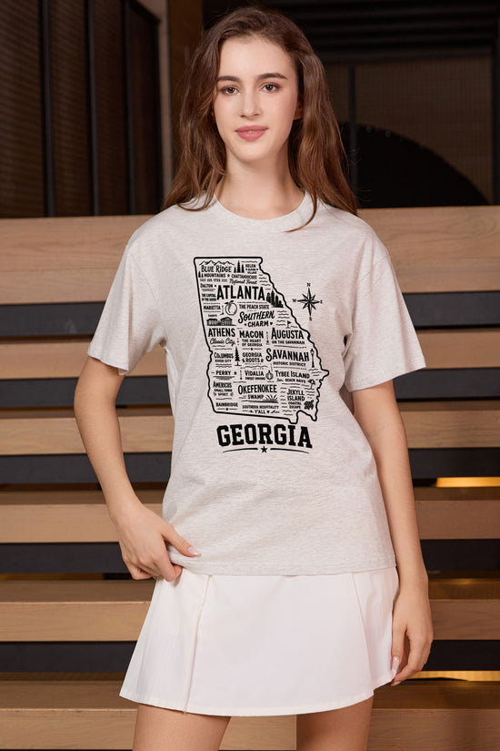 Georgia Hometown Map Tee in heather grey — model view 2.