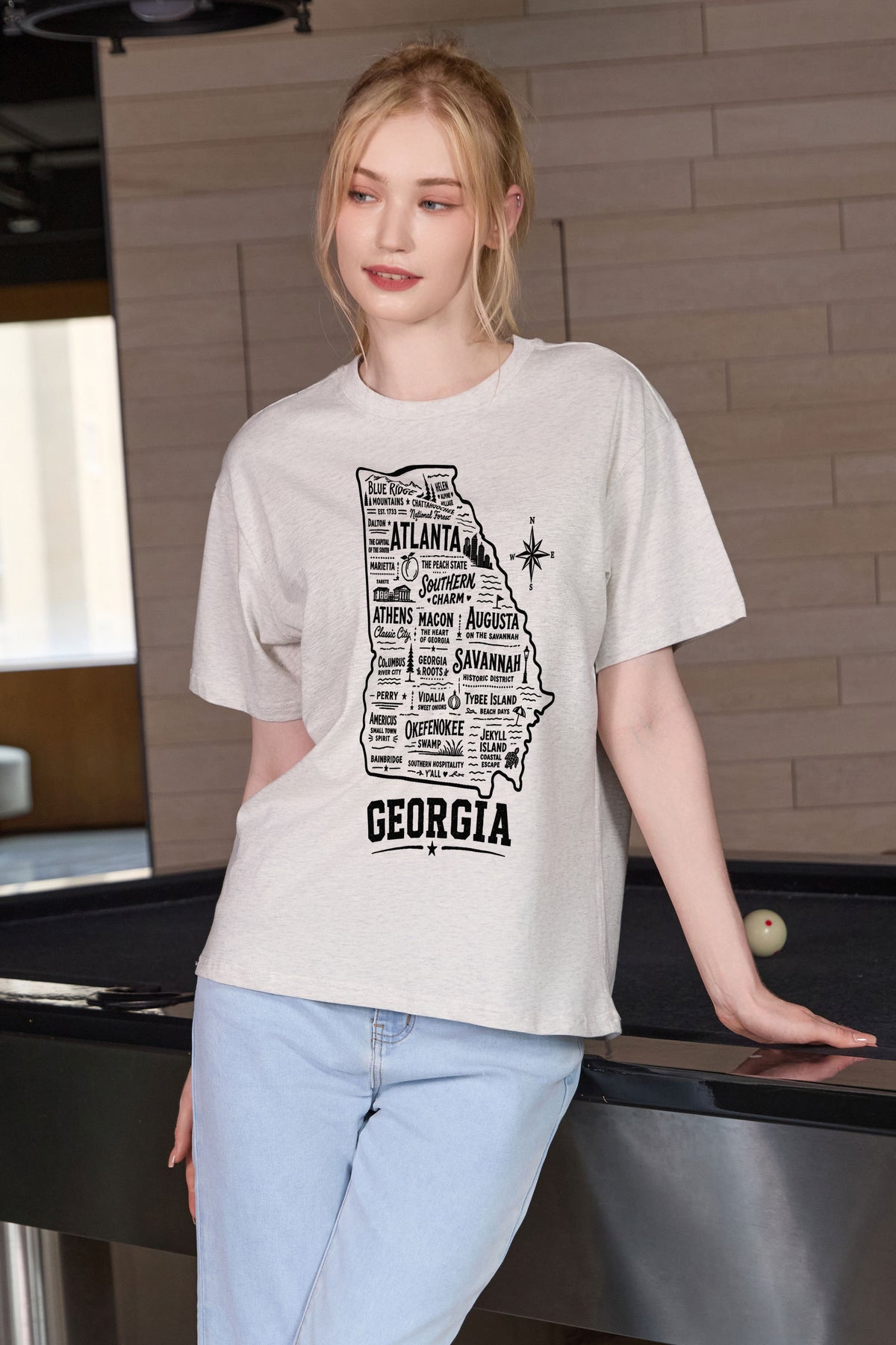 Georgia Hometown Map Tee in heather grey — model view 3.