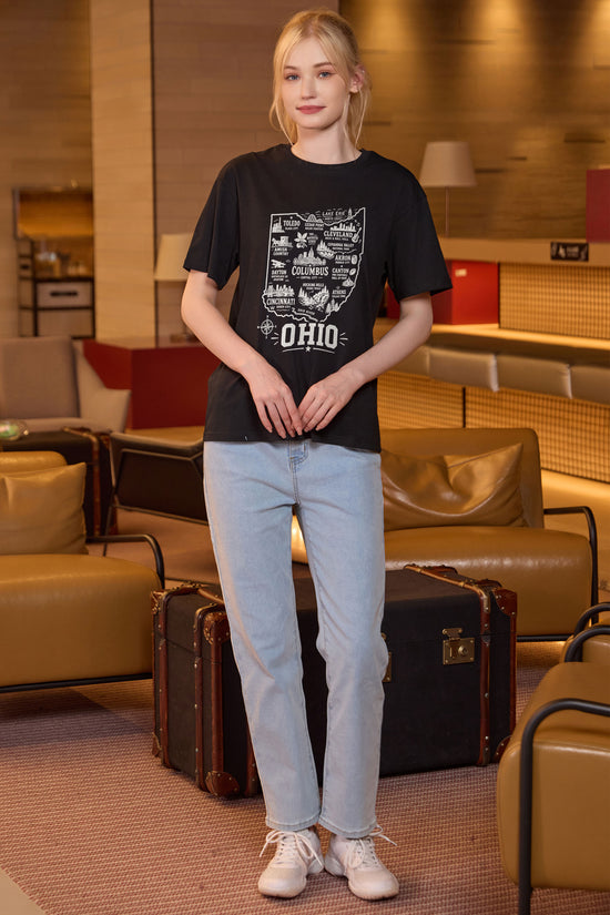 Ohio Hometown Map Tee in black — model view 1.