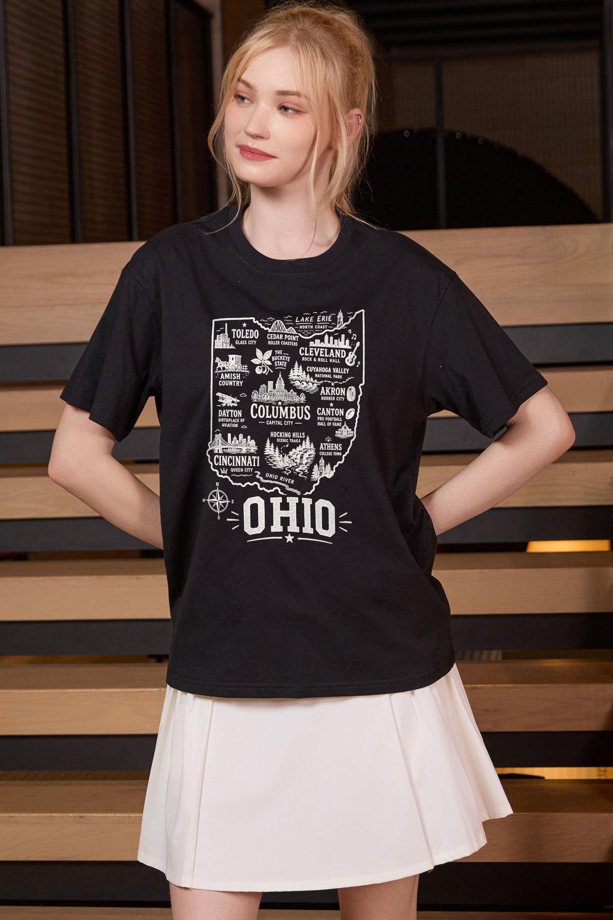 Ohio Hometown Map Tee in black — model view 2.