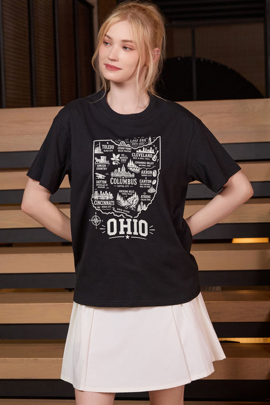 Ohio Hometown Map Tee in black — model view 2.