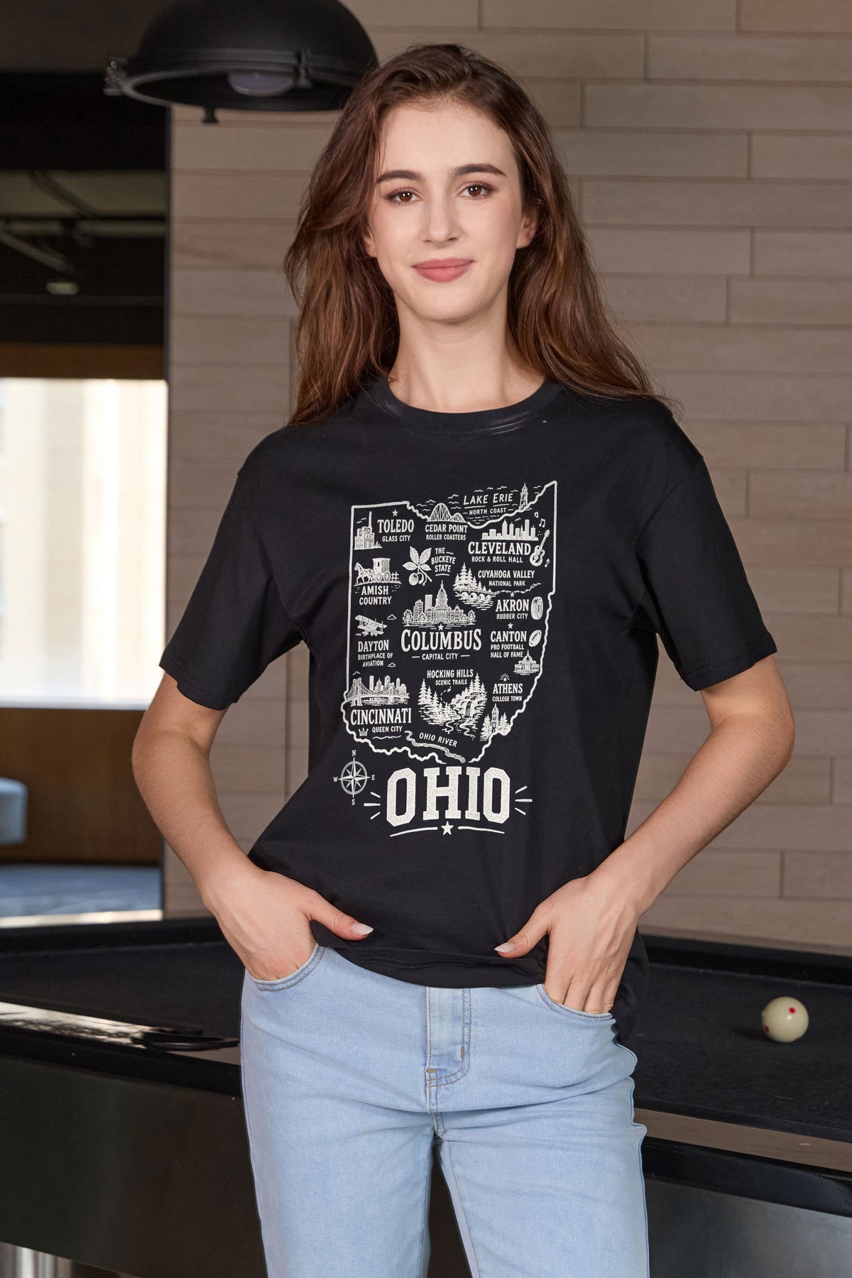 Ohio Hometown Map Tee in black — model view 3.