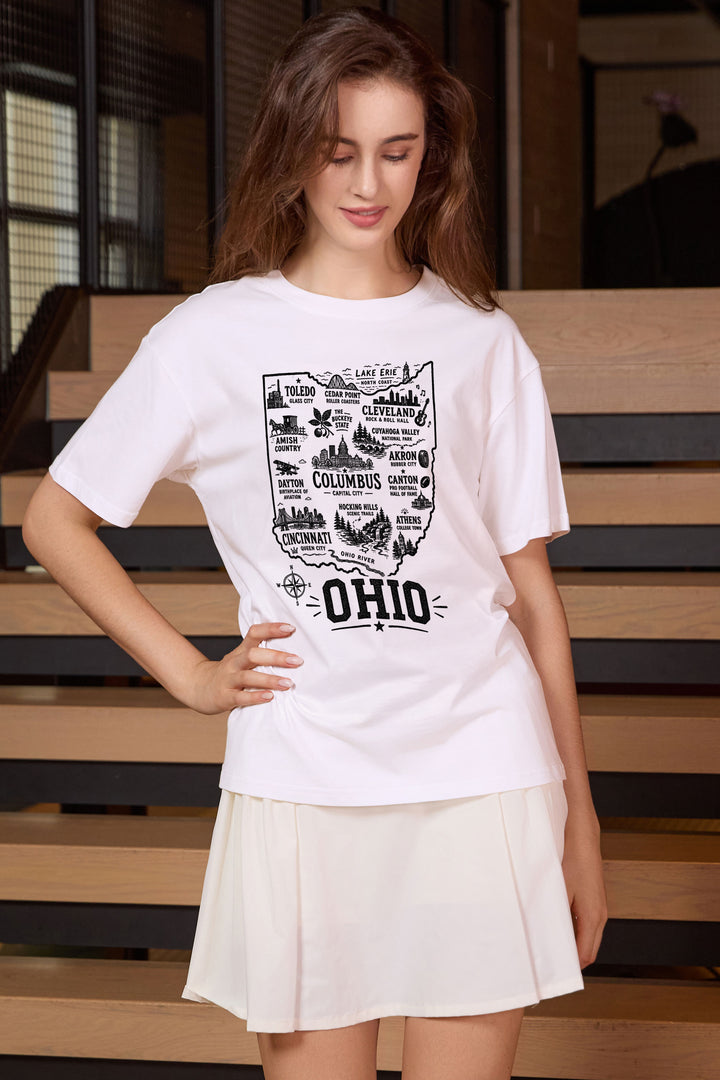 Ohio Hometown Map Tee in white — model view 2.