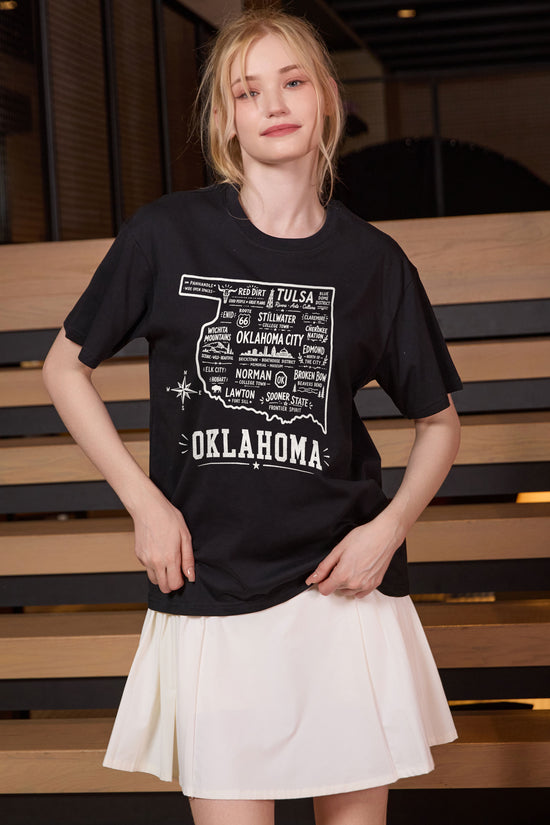 Oklahoma Hometown Map Tee in black — model view 1.