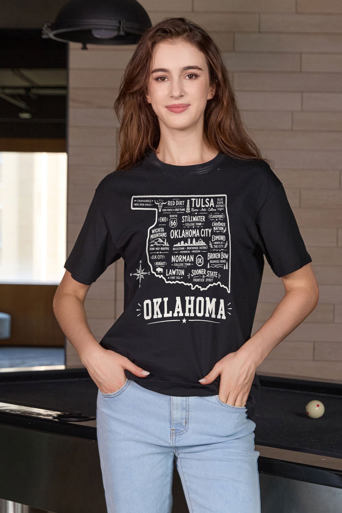 Oklahoma Hometown Map Tee in black — model view 2.