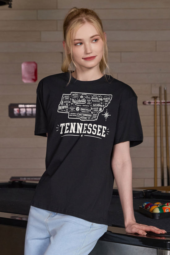 Tennessee Hometown Map Tee in black — model view 3.