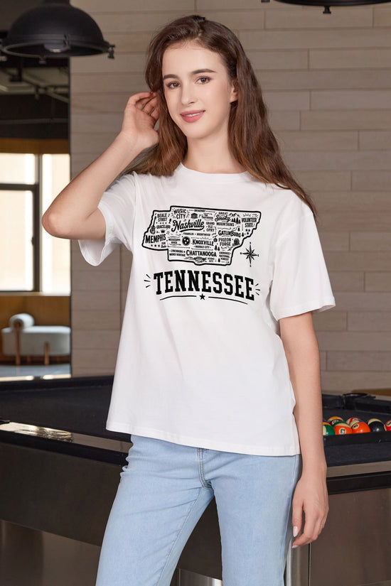 Tennessee Hometown Map Tee in white — model view 1.