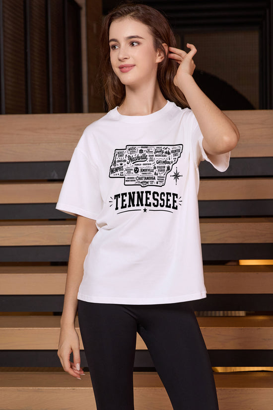 Tennessee Hometown Map Tee in white — model view 2.