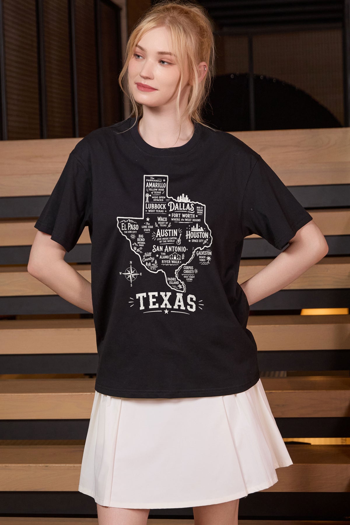 Texas Hometown Map Tee in black — model view 2.