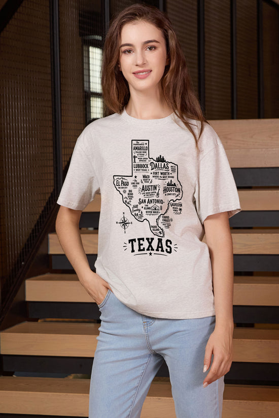 Texas Hometown Map Tee in heather grey — model view 3.