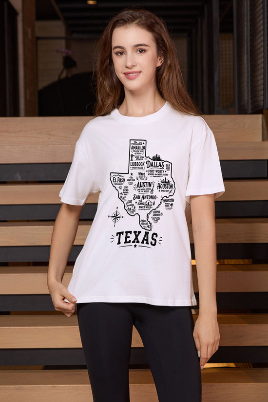 Texas Hometown Map Tee in white — model view 2.