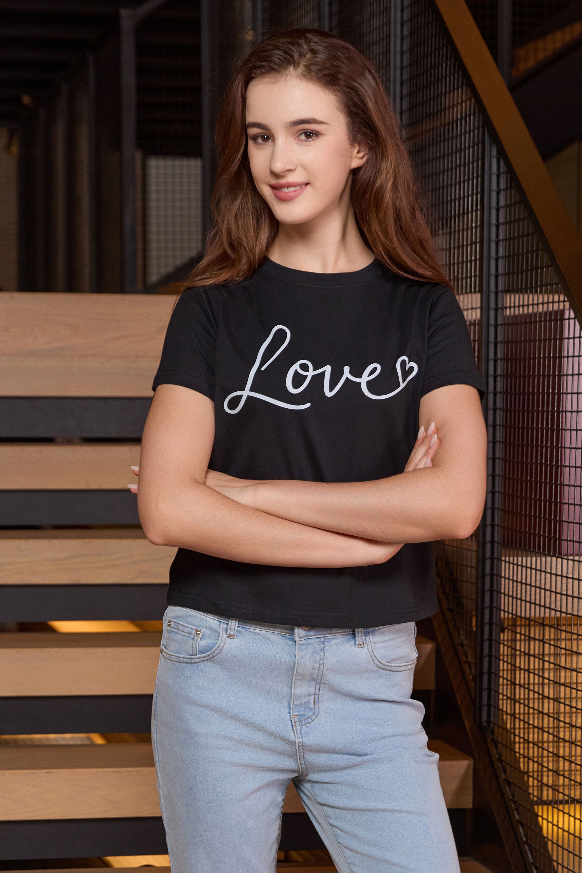 Love Script Heart Crop Tee