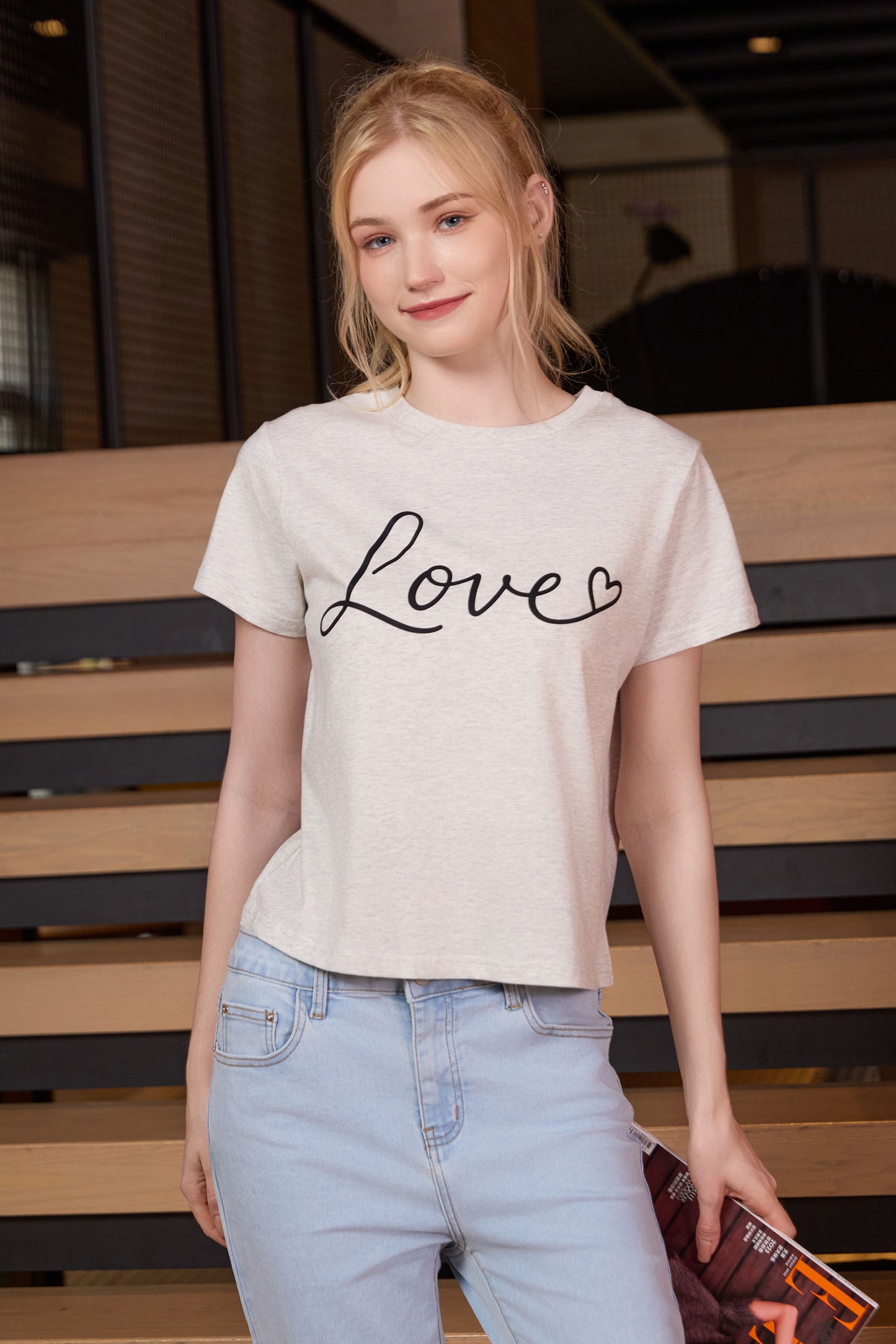 Love Script Heart Crop Tee