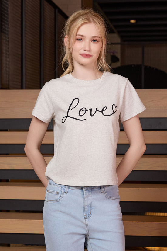 Love Script Heart Crop Tee