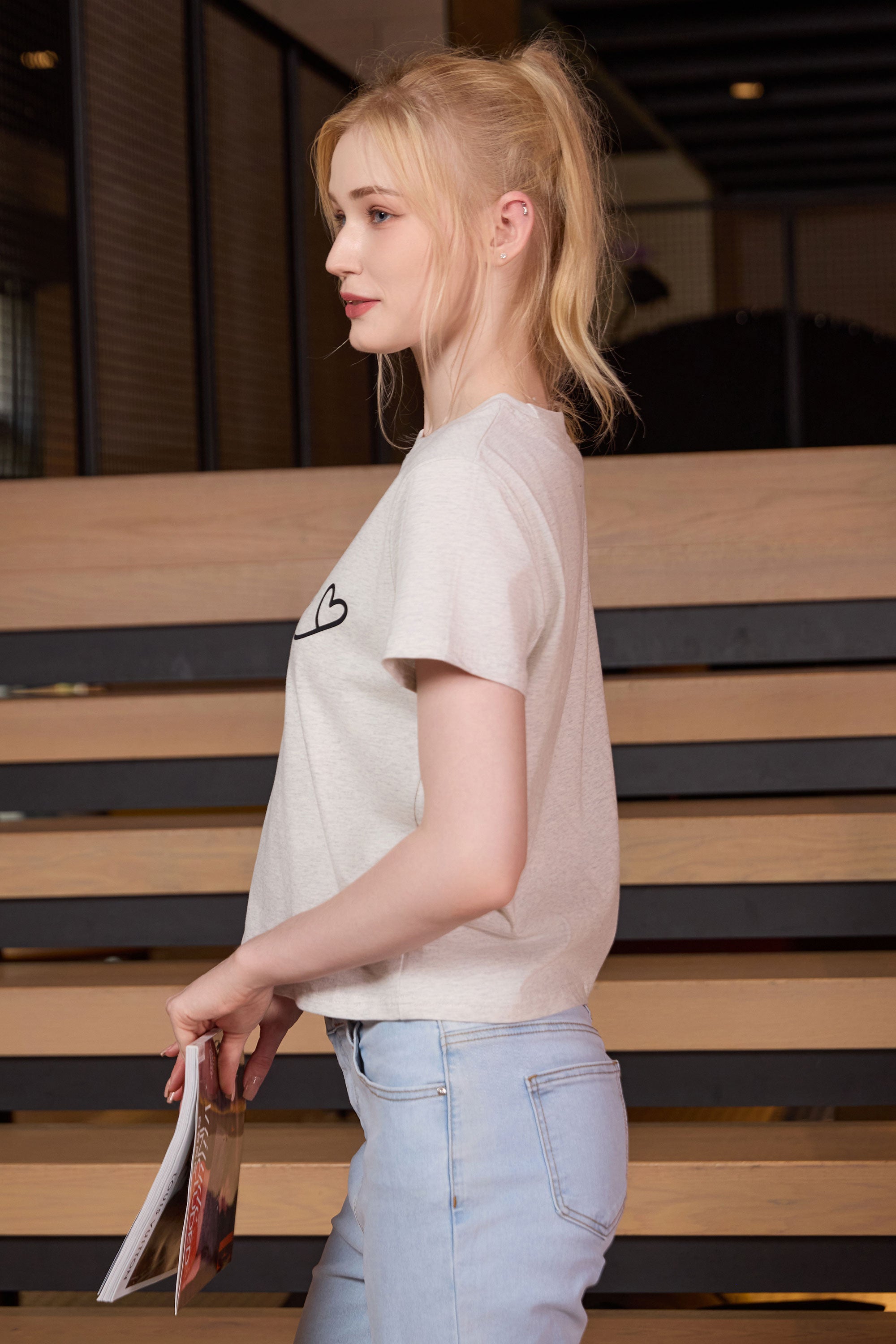 Love Script Heart Crop Tee