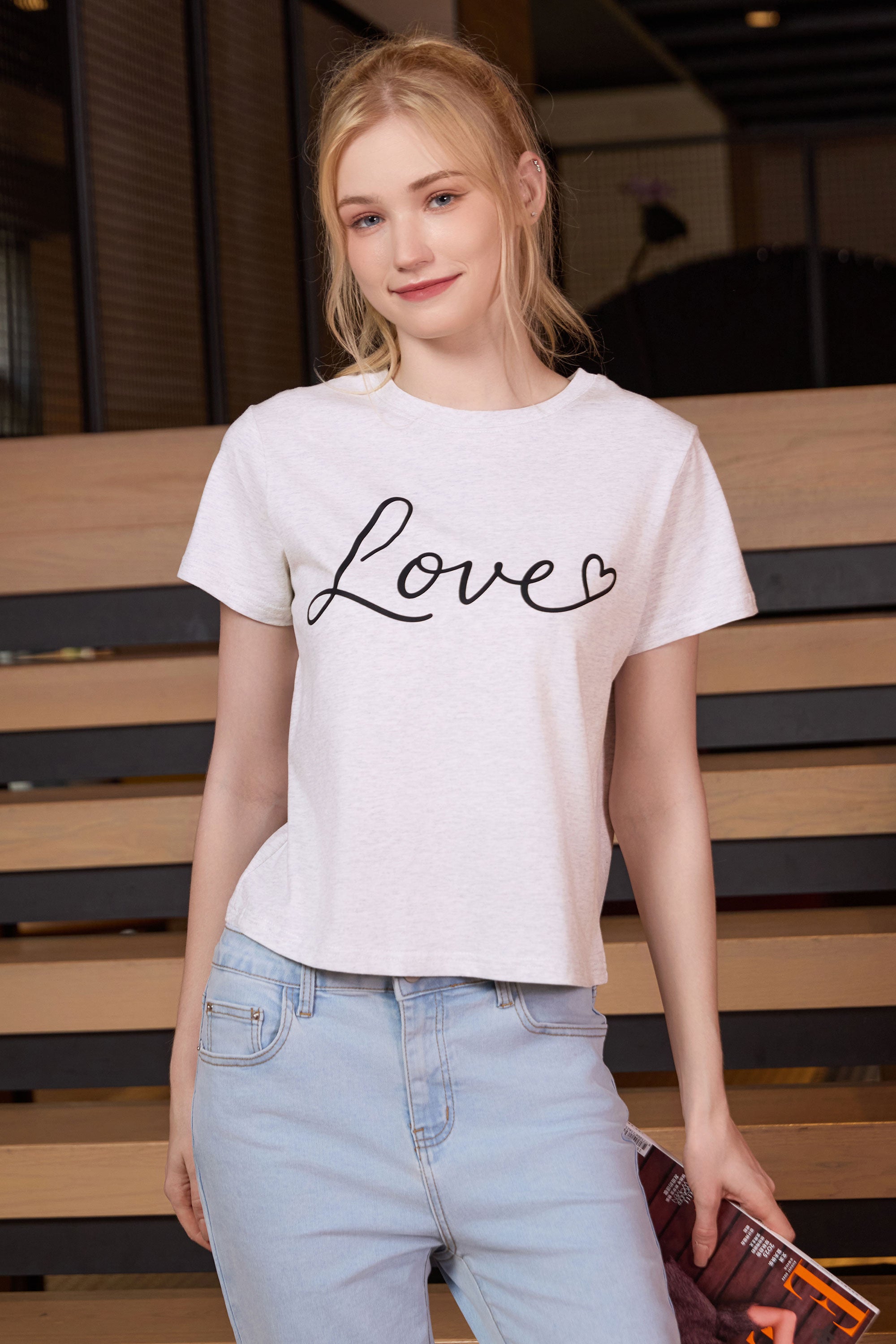 Love Script Heart Crop Tee