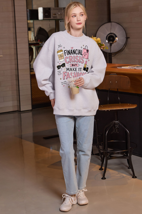 M004-F017 HEATHER-GREY A1 — Financial Crisis 1 graphic on M004 heather grey garment