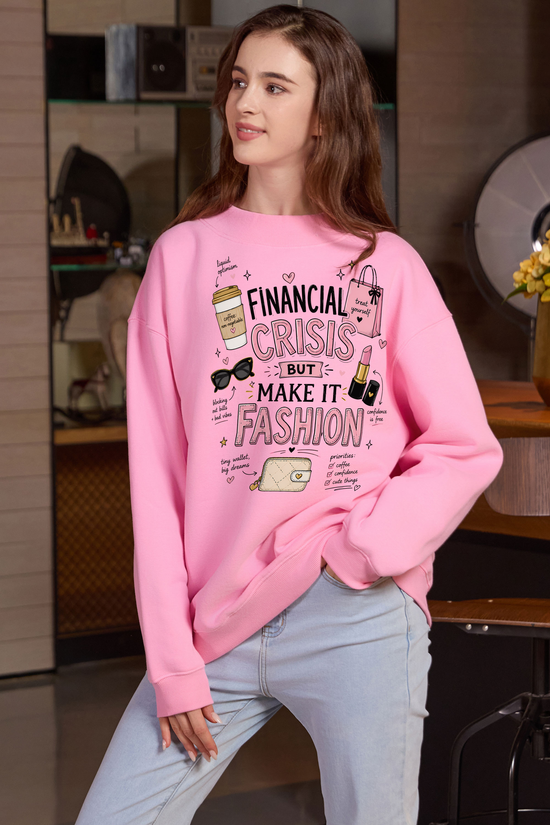 M004-F017 LIGHT-PINK F2 — Financial Crisis 1 graphic on M004 light pink garment