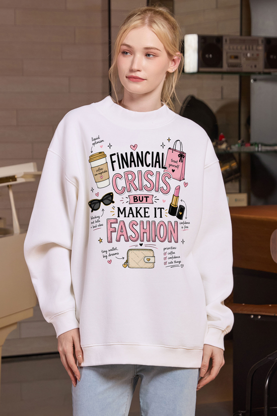 M004-F017 WHITE F1 — Financial Crisis 1 graphic on M004 white garment