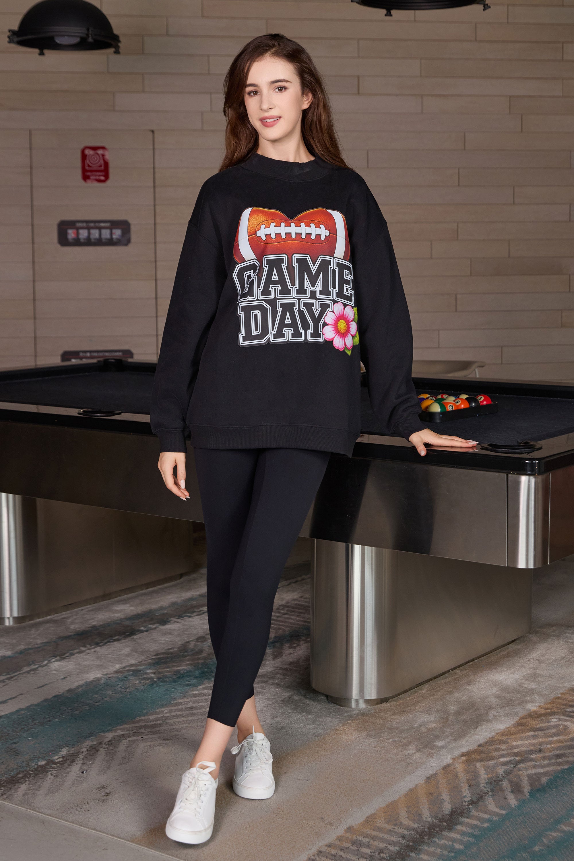 Floral Game Day Football Mockneck Sweatshirt