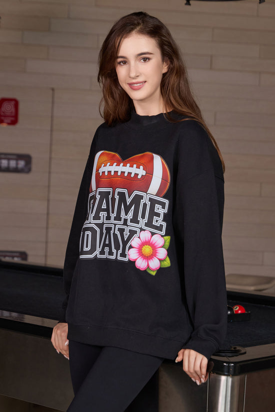 Floral Game Day Football Mockneck Sweatshirt