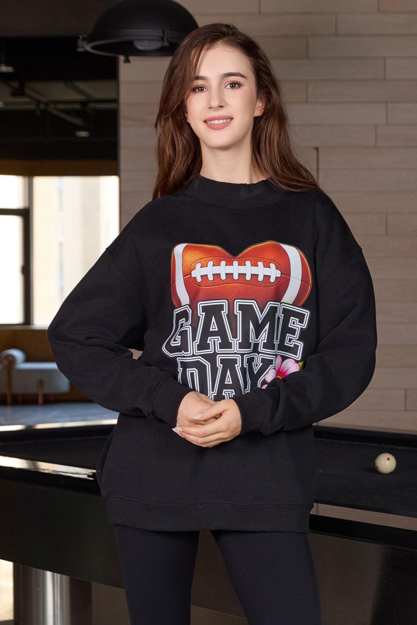 Floral Game Day Football Mockneck Sweatshirt