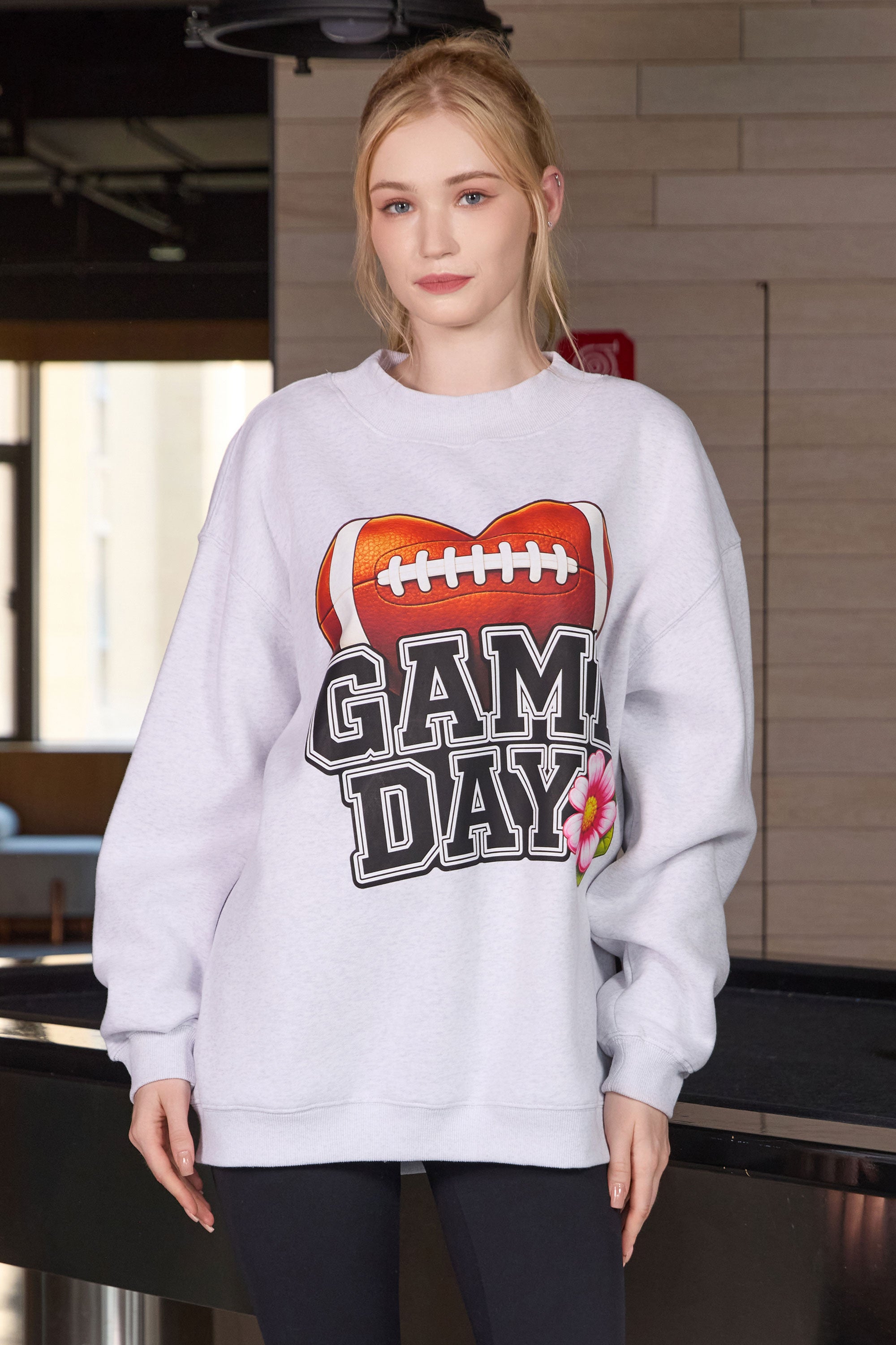 Floral Game Day Football Mockneck Sweatshirt