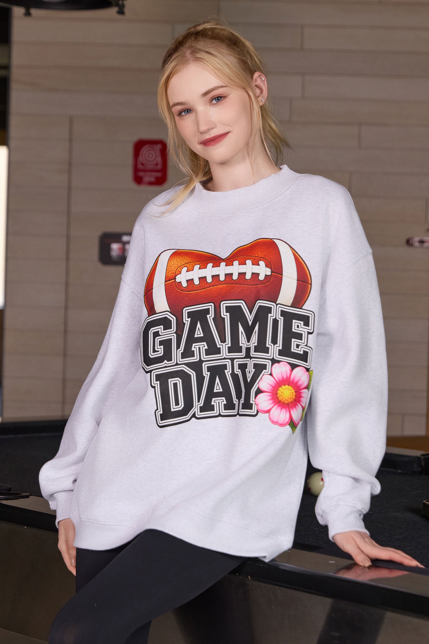 Floral Game Day Football Mockneck Sweatshirt
