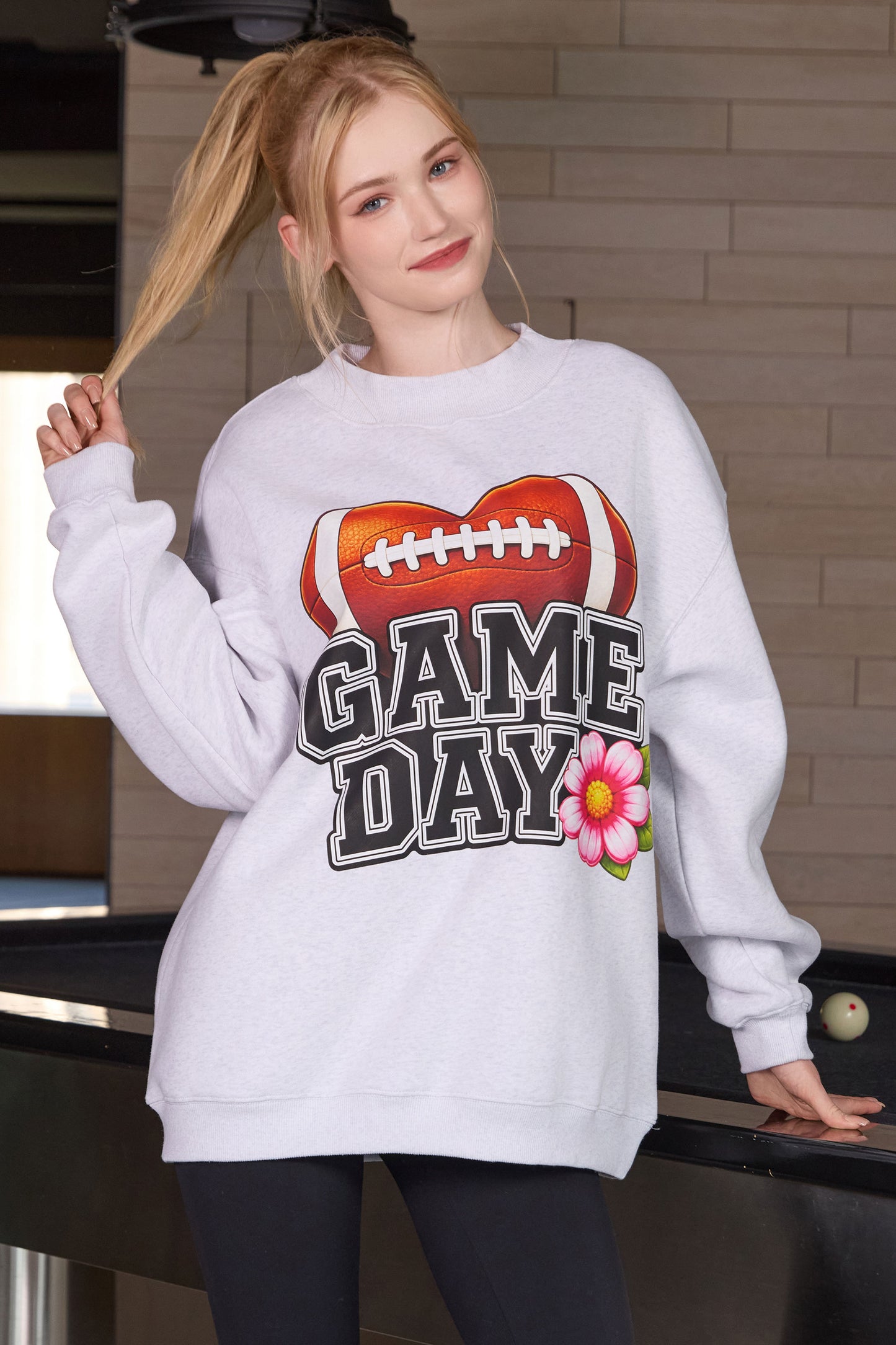 Floral Game Day Football Mockneck Sweatshirt