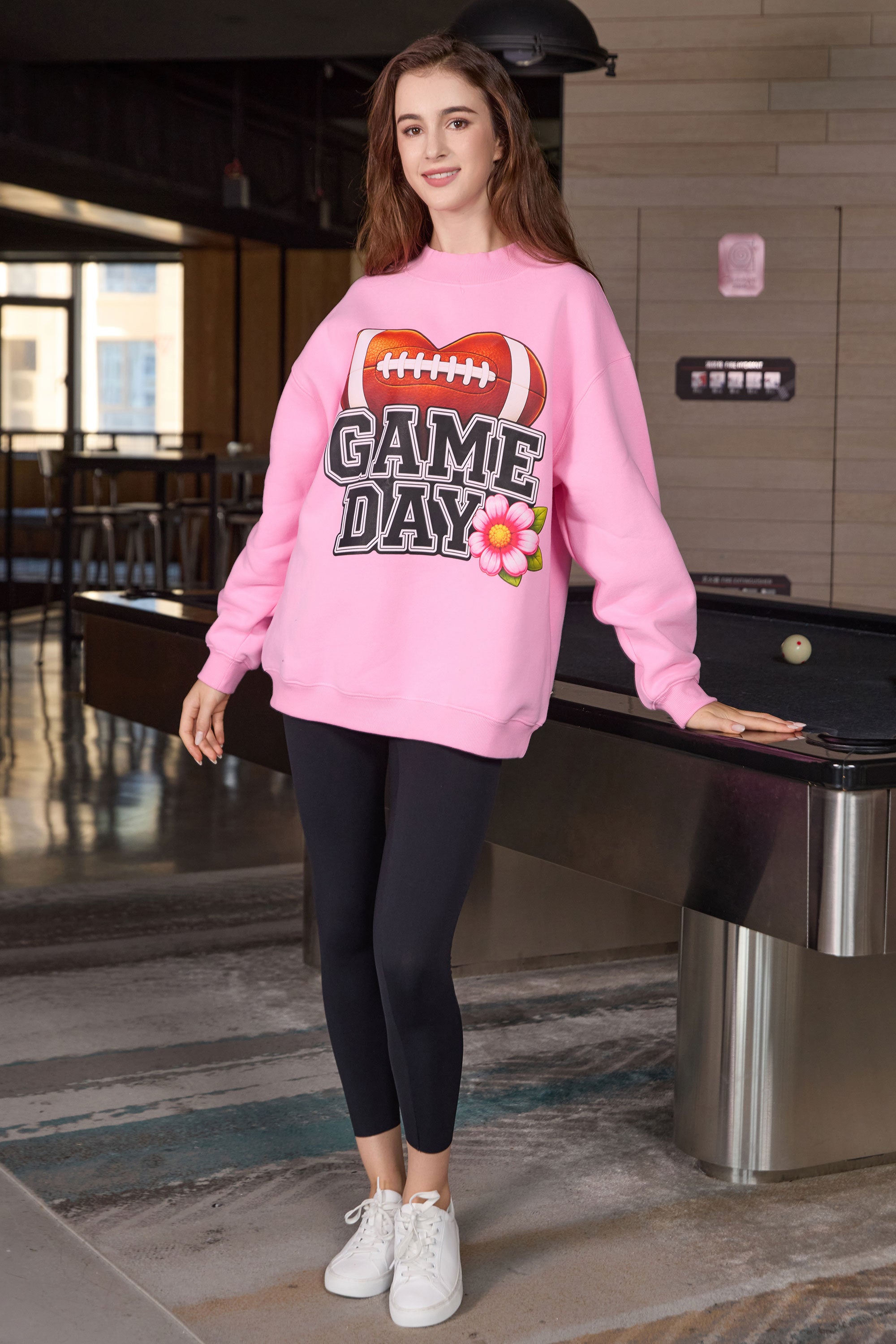 Floral Game Day Football Mockneck Sweatshirt