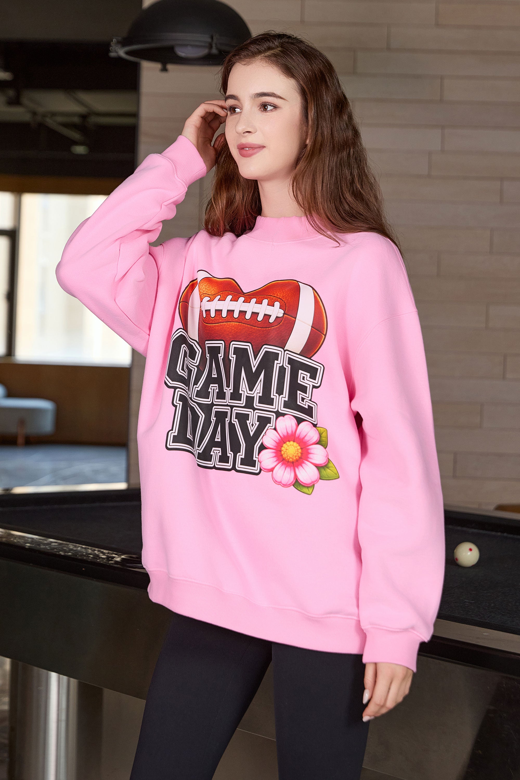 Floral Game Day Football Mockneck Sweatshirt