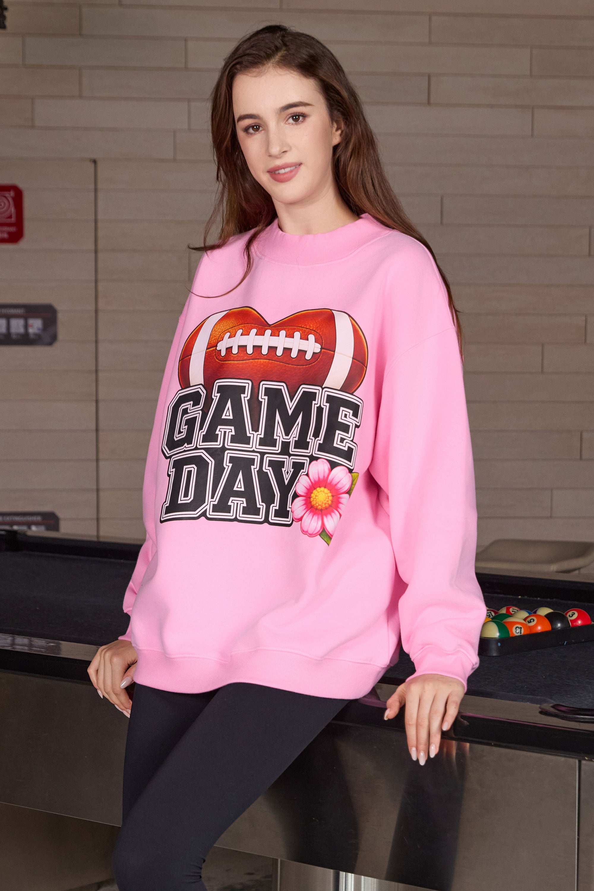 Floral Game Day Football Mockneck Sweatshirt