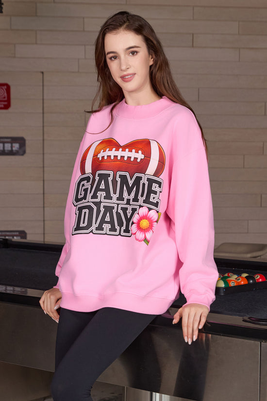 Floral Game Day Football Mockneck Sweatshirt
