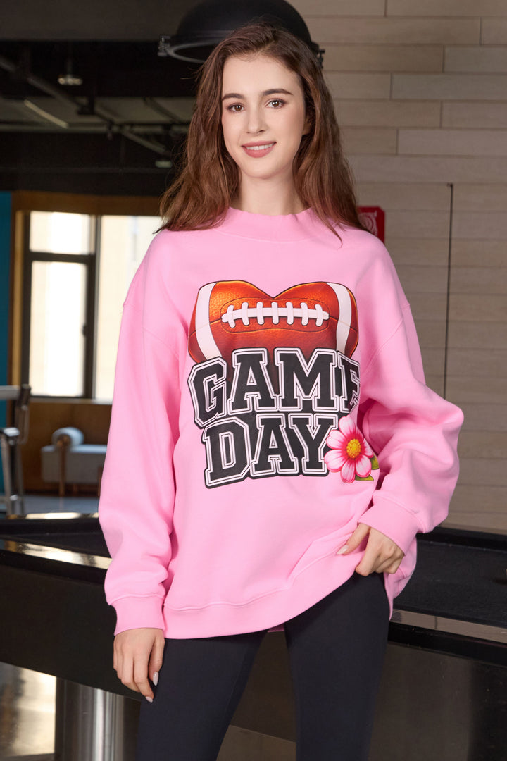 Floral Game Day Football Mockneck Sweatshirt