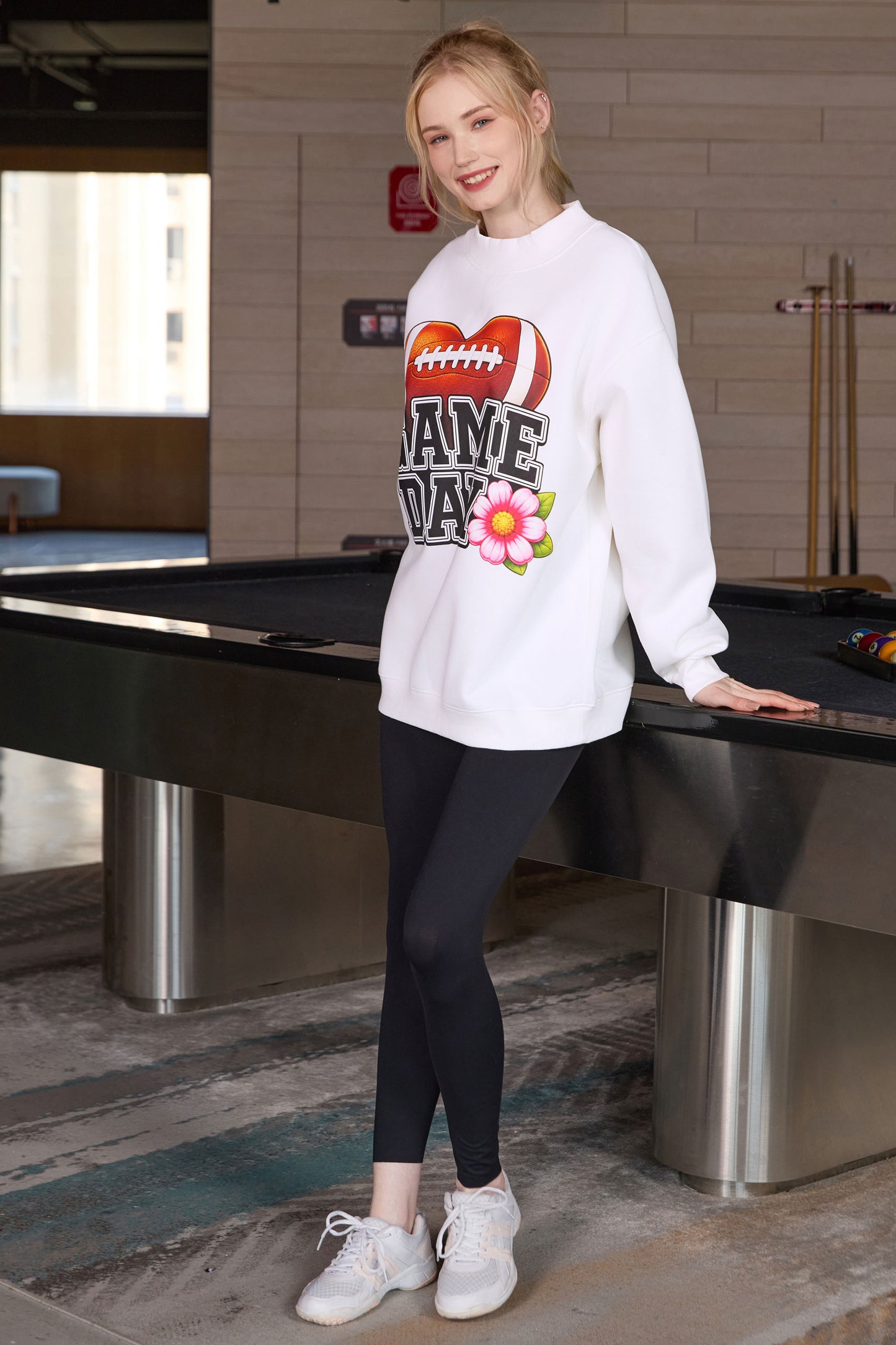 Floral Game Day Football Mockneck Sweatshirt