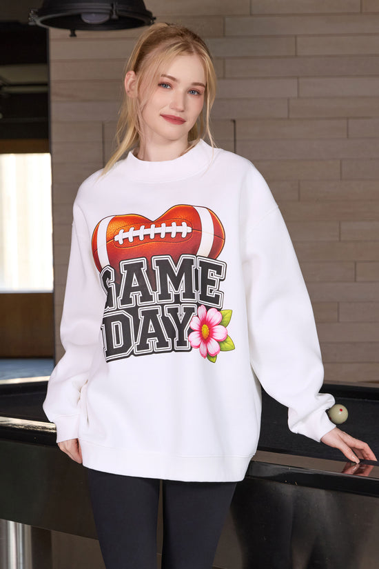Floral Game Day Football Mockneck Sweatshirt