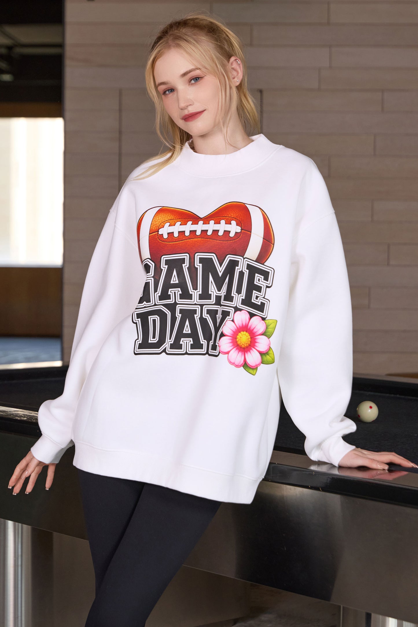 Floral Game Day Football Mockneck Sweatshirt
